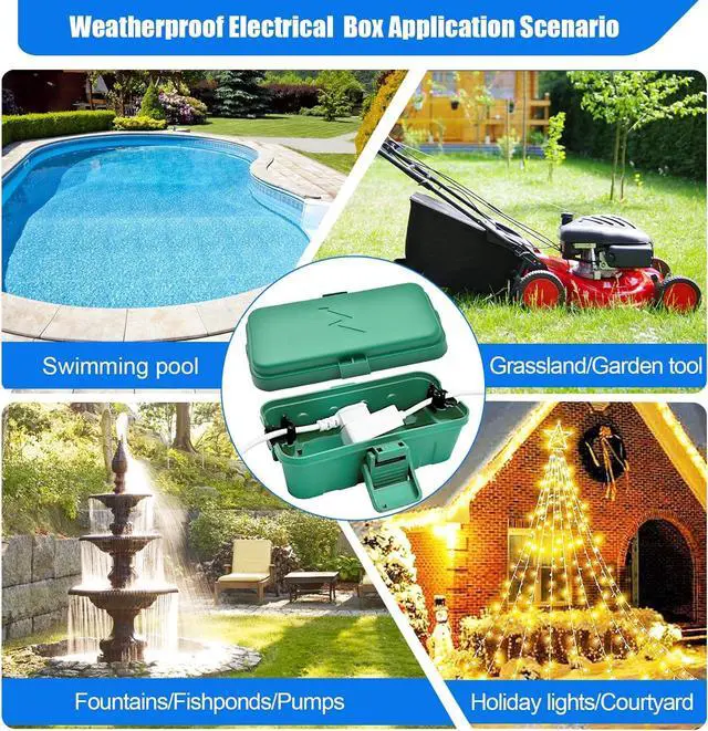 Alt view image 7 of 7 - Hrensaw 3PCS Small Weatherproof Electrical Connection Box(Inner 5.5x3x2.2inch),Outdoor Electrical Box,Waterproof Extension Cord Covers for Plug, Extension Cables, Holiday Lights,Green