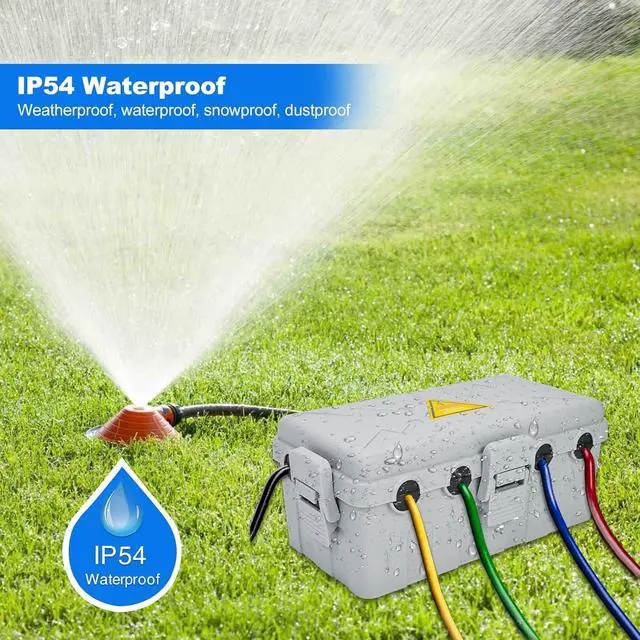 Alt view image 5 of 7 - Hrensaw Medium Outdoor Electrical Box(10.6x5.5x4.5inch),Weatherproof Connection Box w/6 Cable Entry,IP54 Waterproof Extension Cord Cover Protect Power Strip,Timer,Plug,Holiday Lights,Grey
