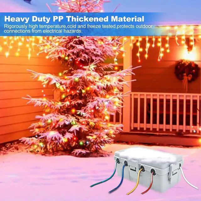 Alt view image 6 of 7 - Hrensaw Medium Outdoor Electrical Box(10.6x5.5x4.5inch),Weatherproof Connection Box w/6 Cable Entry,IP54 Waterproof Extension Cord Cover Protect Power Strip,Timer,Plug,Holiday Lights,Grey