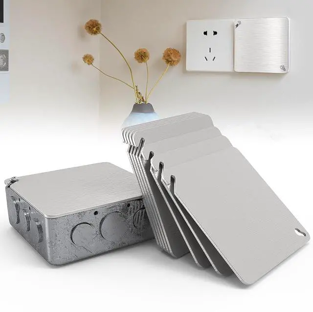 Main image of 8 Pcs 4x4 Metal Electrical Box Cover Plate, Metal Junction Box Covers Plate, 4 Inch Square Flat Blank Electric Box Cover