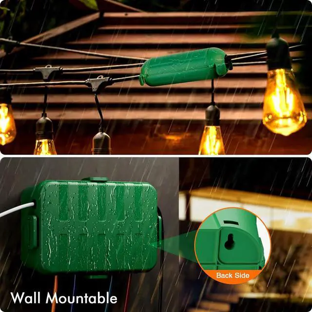 Alt view image 5 of 7 - [5 Pieces] RESTMO Large Outdoor Electrical Box, Outdoor Extension Cord Safety Cover, IP54 Waterproof Connection Box, Weatherproof Box for Power Strip, Outlet, Plug, Socket, Timer, Holiday Light, Green