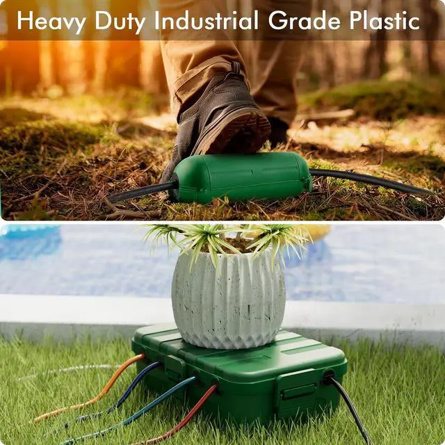 Alt view image 7 of 7 - [5 Pieces] RESTMO Large Outdoor Electrical Box, Outdoor Extension Cord Safety Cover, IP54 Waterproof Connection Box, Weatherproof Box for Power Strip, Outlet, Plug, Socket, Timer, Holiday Light, Green