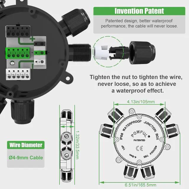 Alt view image 5 of 7 - Junction Box Electrical Connector, Waterproof Covers for 4-9mm Cable, 2-6 Way, 22-10 AWG 32A (Easy to Install)