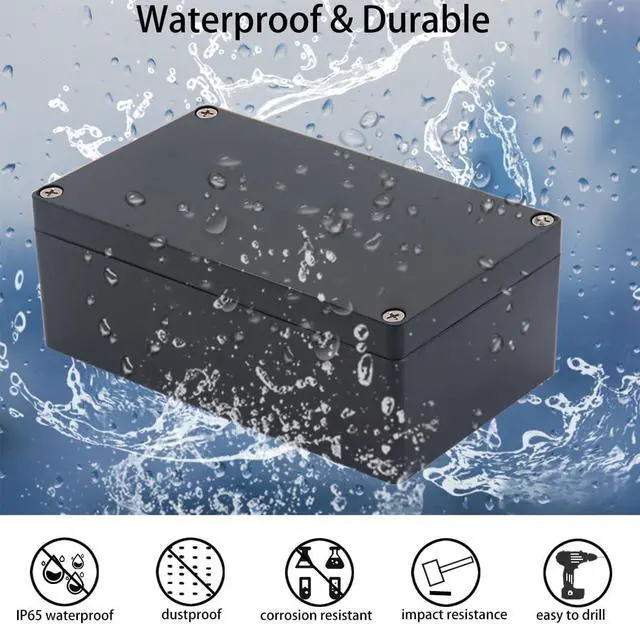 Alt view image 6 of 7 - Project Box IP65 Waterproof Junction Box ABS Plastic Black Electrical Boxes DIY Electronic Project Case Power Enclosure 10.35x7.17x3.74 inch(263x182x95 mm)