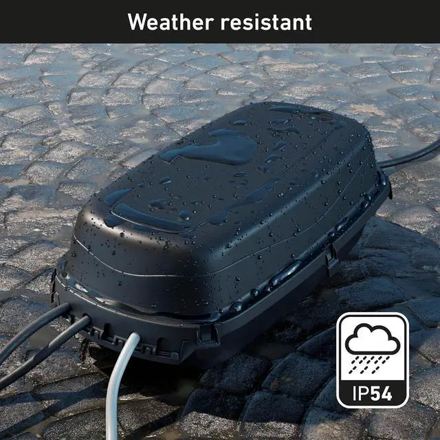 Alt view image 3 of 7 - D-Line Outdoor Weatherproof Electrical Cable Box, IP54 Rated for Safe Outdoor Use, Power Strip Enclosure, Plug Protector, Garden Extension Cord Cover - 11.4in (L) x 4.92in (W) x 4.33in (H) - Black
