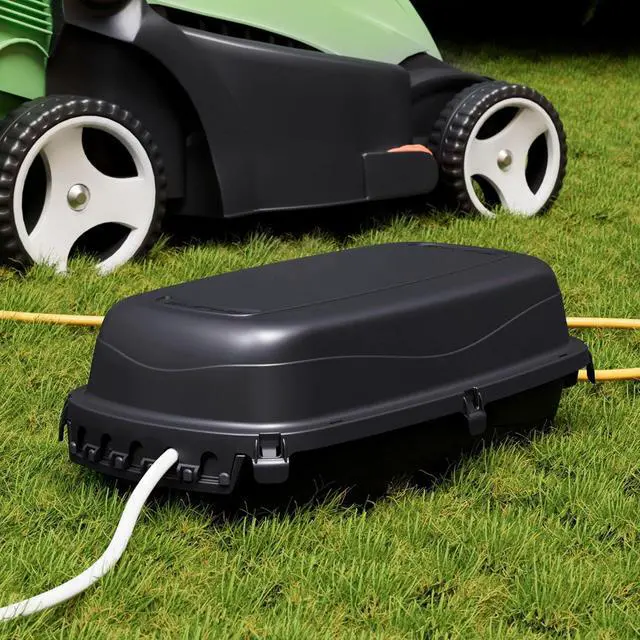 Alt view image 7 of 7 - D-Line Outdoor Weatherproof Electrical Cable Box, IP54 Rated for Safe Outdoor Use, Power Strip Enclosure, Plug Protector, Garden Extension Cord Cover - 11.4in (L) x 4.92in (W) x 4.33in (H) - Black