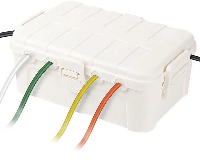 Main image of Flemoon Large Outdoor Electrical Box (12.5 x 8.5 x 5 inch), IP54 Waterproof Outdoor Extension Cord Cover Weatherproof, Protect Outlet, Plug, Socket, Timer, Power Strip, Holiday Light Decoration, White