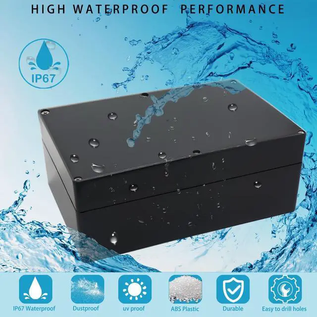 Alt view image 7 of 7 - Watertight Junction Box, IP67 Waterproof Project Box Durable ABS Plastic Electronic Enclosure Case for DIY Electrical Project Black 11.42" x 8.27" x 3.94"(290 x 210 x 100 mm)
