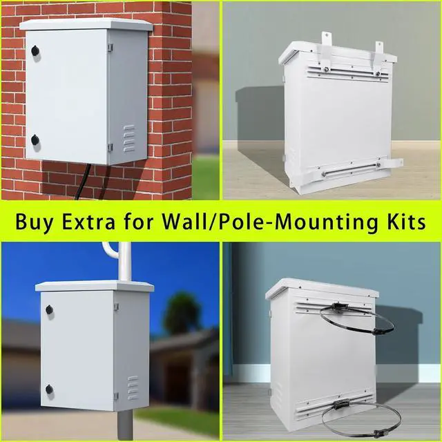 Alt view image 5 of 7 - Metal Nema Enclosure with Rain Hood Weatherproof Junction Electric Breaker Box with Fan-Vent Design Electrical Cabinet with Mounting Track Hole in Back 20X24X12