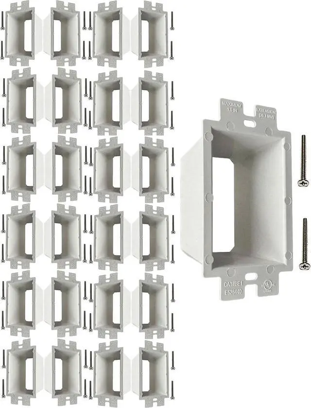 Main image of iMBAPrice IMBA-BE1-25 (UL Listed) 1-Gang Non-Metallic Electrical Power Outlet Box Extender for Power Switch Receptacles Accessories, 25-Pack