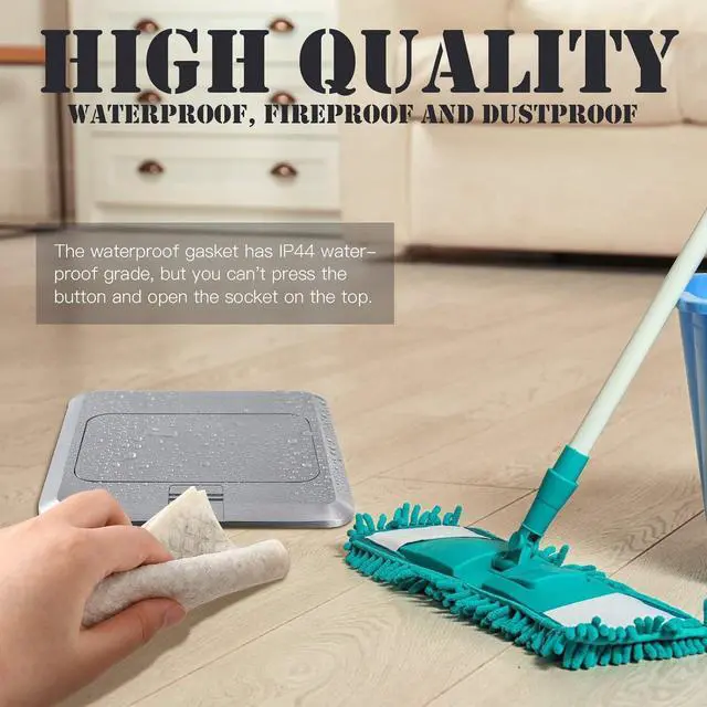 Alt view image 4 of 7 - Hoolerry 2 Pack Pop up Floor Electrical Outlet Cover Box Kit with 4.8A USB Charger 20Amp Waterproof Weatherproof Floor Tamper Resistant Outlet Receptacle for Countertop Home (Silver)