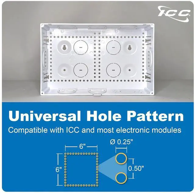 Alt view image 7 of 7 - ICC 9 Plastic Structured Wiring Enclosure with Cover, Media Enclosure with CAT6 8-Port PoE++, 1x8 Bridged Telephone RJ31X, & 1x6 Video, Cable Management Box, UL Listed TAA Compliant, ICRESDC9PK