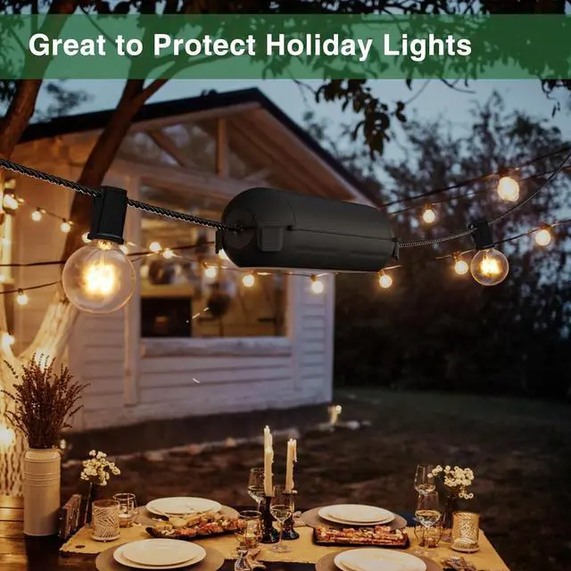 Alt view image 5 of 7 - [9 Pack] Outdoor Extension Cord Safety Cover, IP44 Waterproof Connection Protector, Weatherproof Electrical Box for Outdoor Plug, Outlet, Holiday Light, Halloween and Christmas Decorations, Black