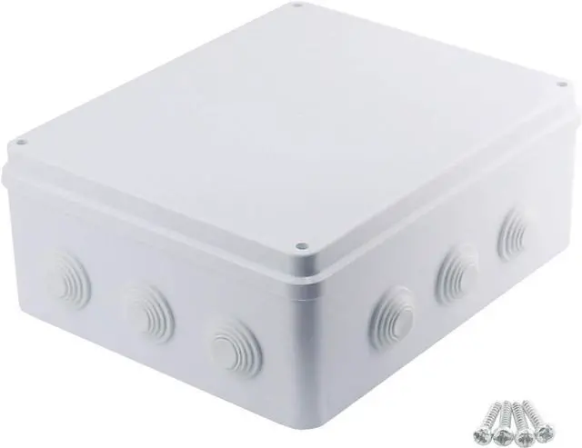 Main image of Sunnyglade ABS Plastic Electrical Junction Box IP65 Waterproof Universal Outlet Box Durable Outdoor Electrical Gang Box White 11.8 x 9.8 x 4.7 inch