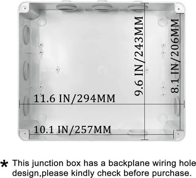 Alt view image 4 of 7 - Sunnyglade ABS Plastic Electrical Junction Box IP65 Waterproof Universal Outlet Box Durable Outdoor Electrical Gang Box White 11.8 x 9.8 x 4.7 inch