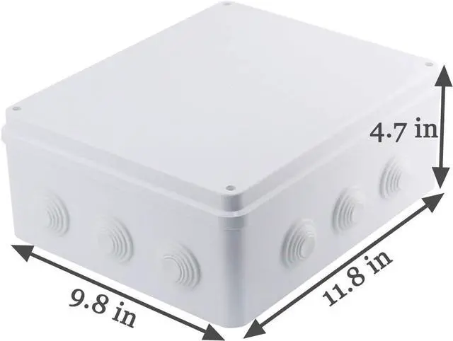 Alt view image 5 of 7 - Sunnyglade ABS Plastic Electrical Junction Box IP65 Waterproof Universal Outlet Box Durable Outdoor Electrical Gang Box White 11.8 x 9.8 x 4.7 inch