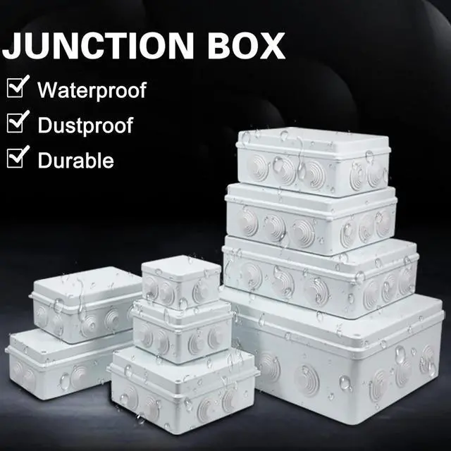 Alt view image 7 of 7 - Sunnyglade ABS Plastic Electrical Junction Box IP65 Waterproof Universal Outlet Box Durable Outdoor Electrical Gang Box White 11.8 x 9.8 x 4.7 inch