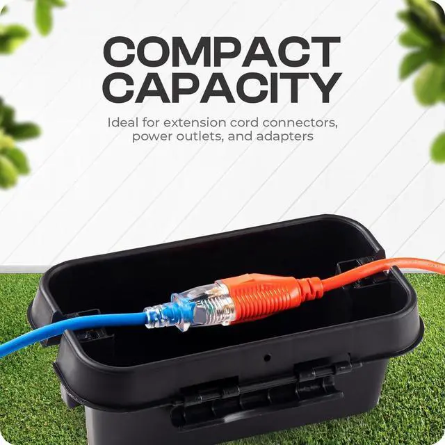 Alt view image 2 of 7 - SockitBox  The Original Weatherproof Connection Box  Indoor & Outdoor Electrical Power Cord Enclosure for Timers, Extension Cables, Holiday Lights, Power Tools, Fountains & More  Size Small  Black