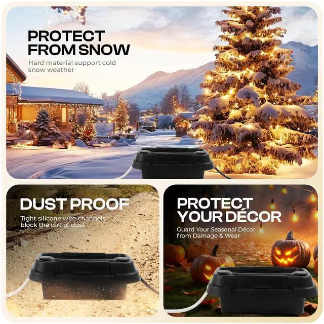 Alt view image 4 of 7 - SockitBox  The Original Weatherproof Connection Box  Indoor & Outdoor Electrical Power Cord Enclosure for Timers, Extension Cables, Holiday Lights, Power Tools, Fountains & More  Size Small  Black
