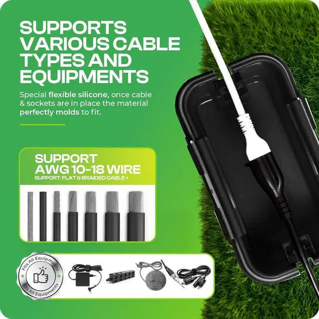 Alt view image 7 of 7 - SockitBox  The Original Weatherproof Connection Box  Indoor & Outdoor Electrical Power Cord Enclosure for Timers, Extension Cables, Holiday Lights, Power Tools, Fountains & More  Size Small  Black