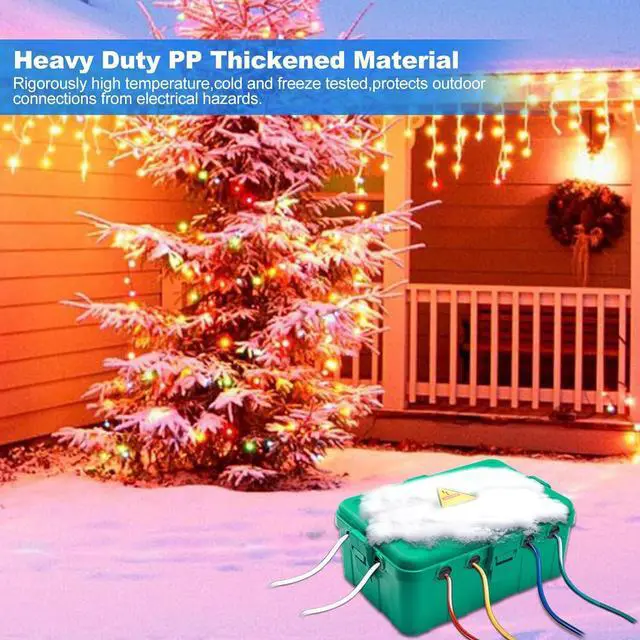 Alt view image 6 of 7 - Hrensaw Large Outdoor Electrical Box(12.5x8.5x5inch),IP54 Waterproof Outdoor Outlet Covers,Weatherproof Extension Cord Covers Protect Outlet,Plug,Timer,Power Strip,Holiday Light,Green