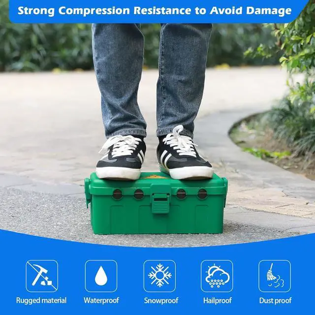Alt view image 7 of 7 - Hrensaw Large Outdoor Electrical Box(12.5x8.5x5inch),IP54 Waterproof Outdoor Outlet Covers,Weatherproof Extension Cord Covers Protect Outlet,Plug,Timer,Power Strip,Holiday Light,Green