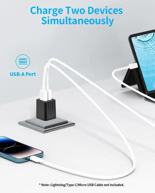 Alt view image 3 of 7 - USB Wall Charger, 4-Pack 2.1A/5V Dual-Port USB Cube Power Adapter Charger Plug Box Brick for iPhone 16 15 14 13 12 11 X,iPad,iPad Pro/Air/Mini,Samsung Galaxy/Note,LG,Moto,Pixel,Kindle Fire,AirPods/Pro