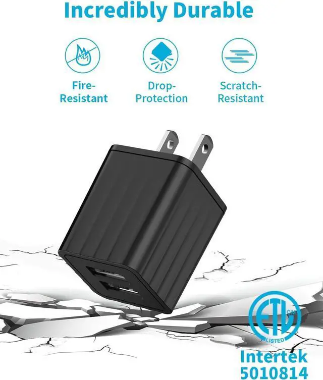 Alt view image 7 of 7 - USB Wall Charger, 4-Pack 2.1A/5V Dual-Port USB Cube Power Adapter Charger Plug Box Brick for iPhone 16 15 14 13 12 11 X,iPad,iPad Pro/Air/Mini,Samsung Galaxy/Note,LG,Moto,Pixel,Kindle Fire,AirPods/Pro
