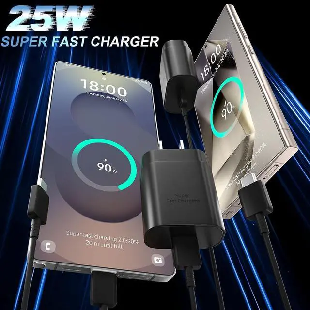 Alt view image 4 of 6 - Type C Charger Fast Charging 10FT Cord 25W  Super Fast Charger Android Phone Charger Block for  Galaxy S25/S25 Ultra/S25+/S24/S24+/S24 Ultra/S23/S23 Ultra/S23+/S22/S21/S20/Note 20/10