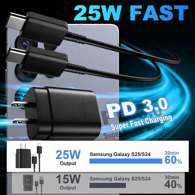 Alt view image 2 of 6 - Type C Charger Fast Charging 10FT Cord 25W  Super Fast Charger Android Phone Charger Block for  Galaxy S25/S25 Ultra/S25+/S24/S24+/S24 Ultra/S23/S23 Ultra/S23+/S22/S21/S20/Note 20/10
