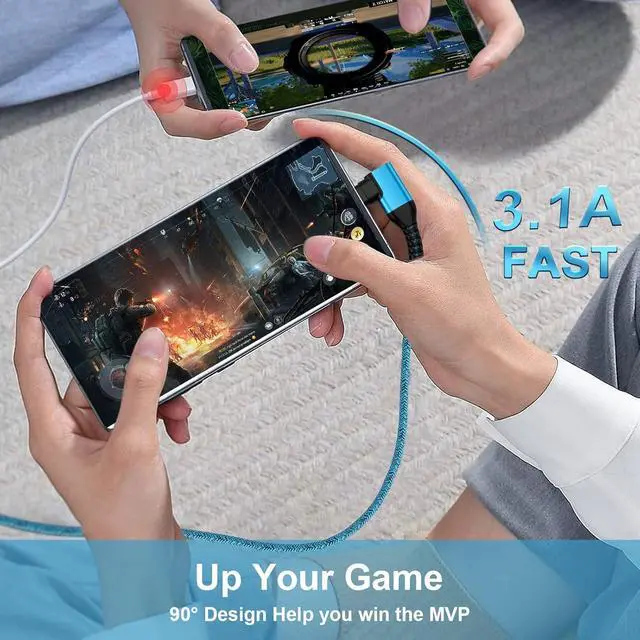 Alt view image 4 of 7 - USB C Android Phone Charger Cable Fast Charging 3.1A Power Cord 3 Pack 6FT 90 Degree Type A to C for Google Pixel 9 Pro XL 8a 8 7a 7 Pro,Samsung Galaxy A16 A35 A14 A54 S24 S23 Ultra A15 A25 S22 S21 FE
