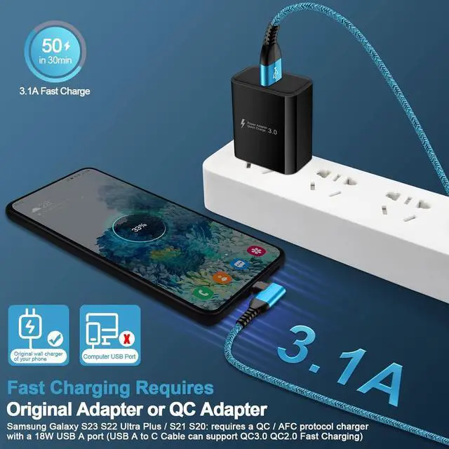 Alt view image 6 of 7 - USB C Android Phone Charger Cable Fast Charging 3.1A Power Cord 3 Pack 6FT 90 Degree Type A to C for Google Pixel 9 Pro XL 8a 8 7a 7 Pro,Samsung Galaxy A16 A35 A14 A54 S24 S23 Ultra A15 A25 S22 S21 FE