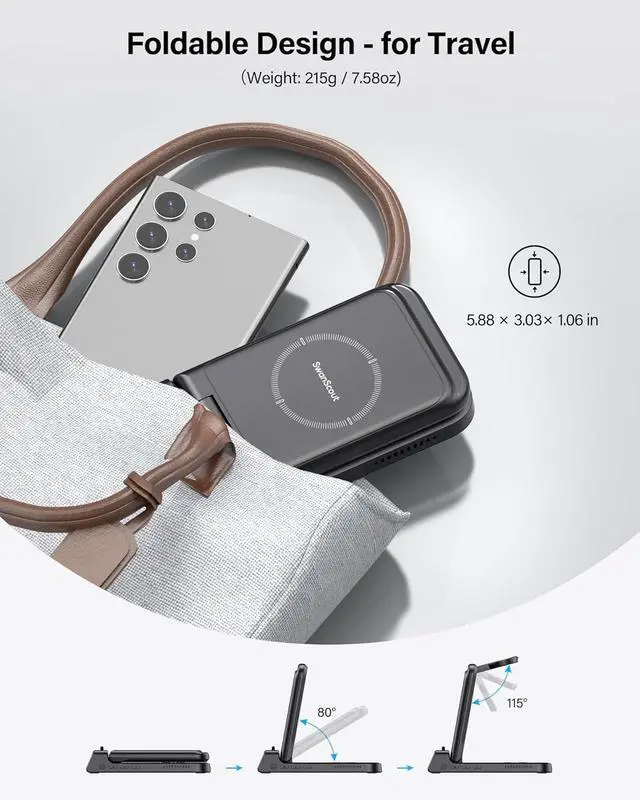 Alt view image 3 of 7 - Charging Station for Samsung Galaxy S25 Ultra/Watch 7/Buds 3, SwanScout 703S, Wireless Charger for Galaxy S25+/S25/S24 Ultra/S24+/S24/S23/S22, Galaxy Watch Ultra/6/5/4, Galaxy Buds (No Adapter)