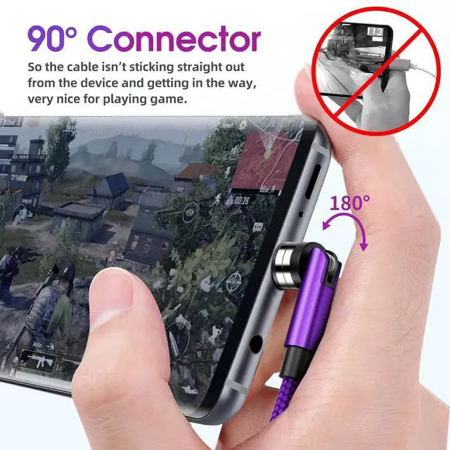 Alt view image 4 of 7 - Magnetic Charging Cable 540° Rotating Magnetic Phone Charger [6-Pack, 3ft/3ft/3ft/6ft/6ft/10ft] 3 in 1 Magnetic Charger Cable Nylon Braided Magnetic USB Cable for i-P/Micro USB/Type C Device-Purple