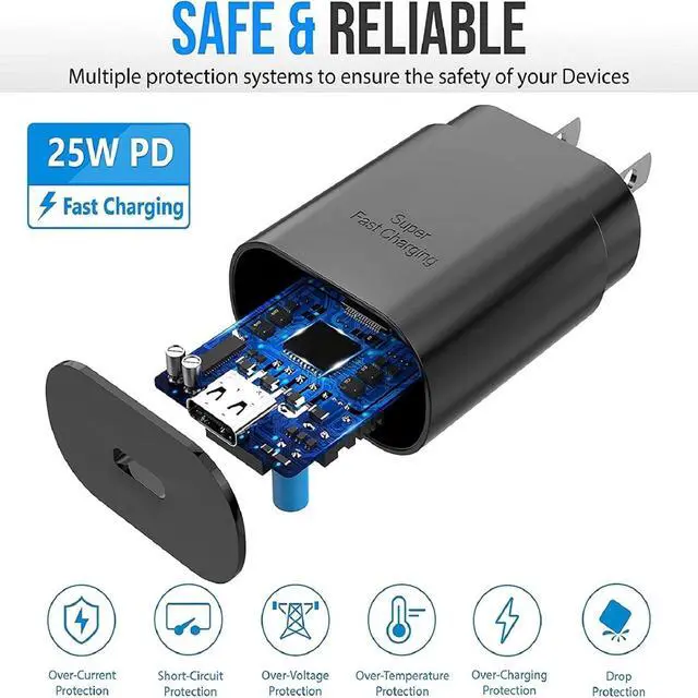 Alt view image 3 of 7 - for Samsung Charger Fast Charging Cord 2-Pack Type C Fast Charger 25W USB C Charger Compatible with Samsung Galaxy A16 A15 A55 C55 S25 S25+ S24 S23 S22 S21 S20 Plus/Ultra/FE/Z Fold/Z Flip/Galaxy Tab