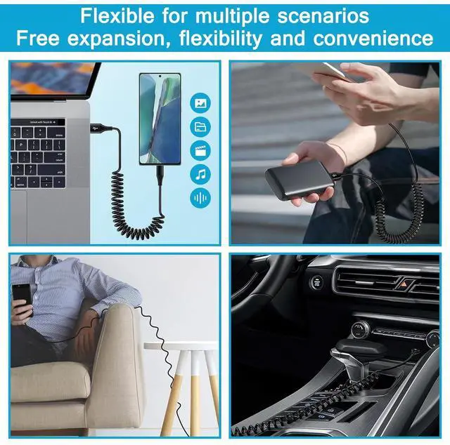 Alt view image 4 of 7 - S24 Ultra FE Coiled USB C to USB A Cable Fast Charging for Galaxy S24+/S23/S22/S21 S25/S25+ 3FT Retractable Android Phone Car Charger Cord for iPhone 16 15 Pro Max Plus Google Pixel 9/8/7/6