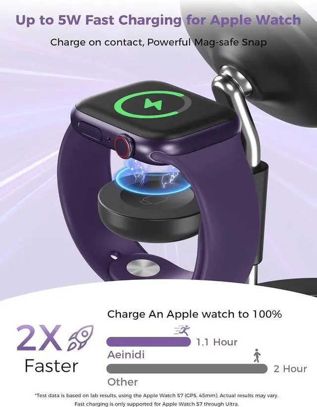 Alt view image 4 of 7 - 3 in 1 Wireless Charging Station for Multiple Devices Apple, 15W Fast Magnetic Mag-Safe Charger Stand for iPhone 16 15 14 13 12 Pro Max Plus Mini Apple Watch AirPods Pro 4 3 2, Black