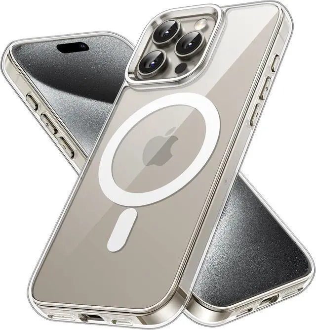 Main image of JETech Magnetic Case for iPhone 15 Pro Max 6.7-Inch Compatible with MagSafe Wireless Charging, Shockproof Phone Bumper Cover, Anti-Scratch Clear Back (Clear)