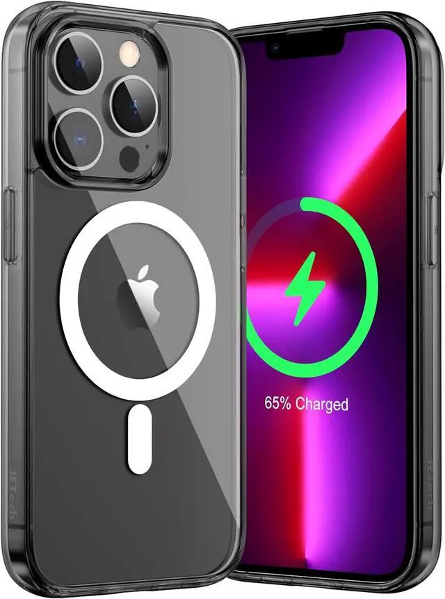Main image of JETech Magnetic Case for iPhone 13 Pro 6.1-Inch Compatible with MagSafe Wireless Charging, Shockproof Phone Bumper Cover, Anti-Scratch Clear Back (Black)