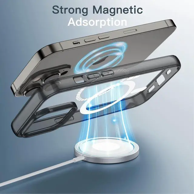 Alt view image 3 of 7 - JETech Magnetic Case for iPhone 13 Pro 6.1-Inch Compatible with MagSafe Wireless Charging, Shockproof Phone Bumper Cover, Anti-Scratch Clear Back (Black)