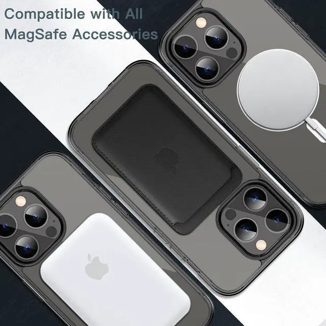 Alt view image 4 of 7 - JETech Magnetic Case for iPhone 13 Pro 6.1-Inch Compatible with MagSafe Wireless Charging, Shockproof Phone Bumper Cover, Anti-Scratch Clear Back (Black)