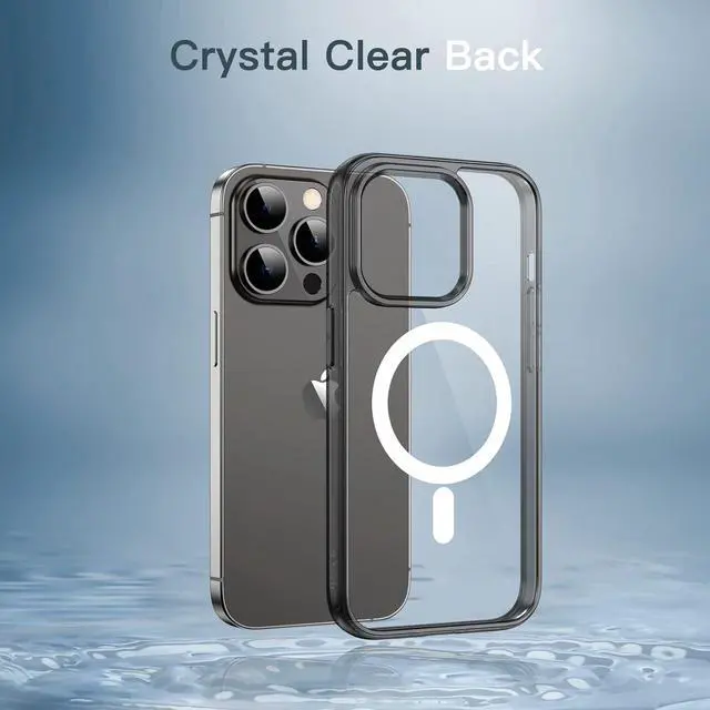 Alt view image 5 of 7 - JETech Magnetic Case for iPhone 13 Pro 6.1-Inch Compatible with MagSafe Wireless Charging, Shockproof Phone Bumper Cover, Anti-Scratch Clear Back (Black)