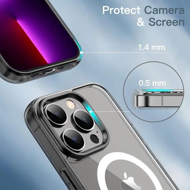 Alt view image 6 of 7 - JETech Magnetic Case for iPhone 13 Pro 6.1-Inch Compatible with MagSafe Wireless Charging, Shockproof Phone Bumper Cover, Anti-Scratch Clear Back (Black)