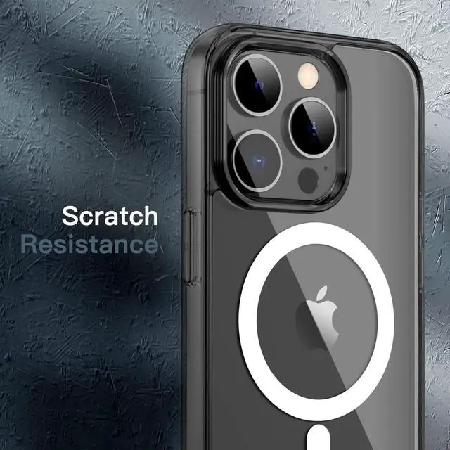 Alt view image 7 of 7 - JETech Magnetic Case for iPhone 13 Pro 6.1-Inch Compatible with MagSafe Wireless Charging, Shockproof Phone Bumper Cover, Anti-Scratch Clear Back (Black)