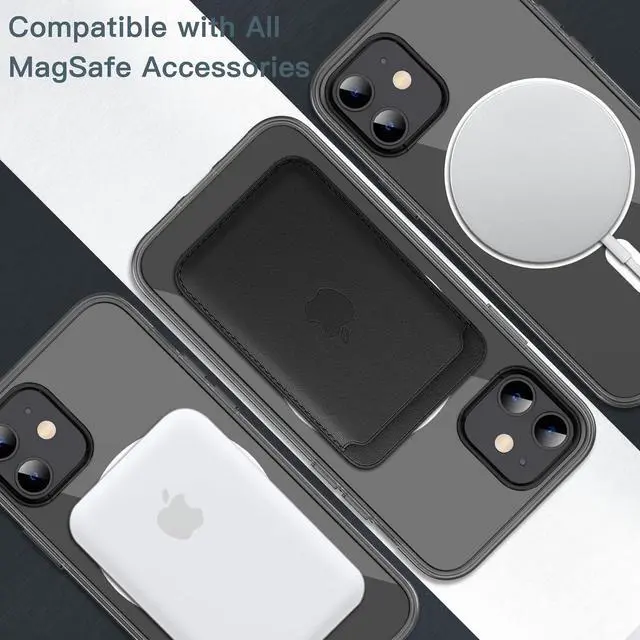 Alt view image 4 of 7 - JETech Magnetic Case for iPhone 12 Mini 5.4-Inch Compatible with MagSafe Wireless Charging, Shockproof Phone Bumper Cover, Anti-Scratch Clear Back (Black)