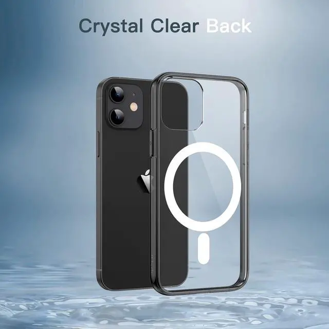 Alt view image 5 of 7 - JETech Magnetic Case for iPhone 12 Mini 5.4-Inch Compatible with MagSafe Wireless Charging, Shockproof Phone Bumper Cover, Anti-Scratch Clear Back (Black)