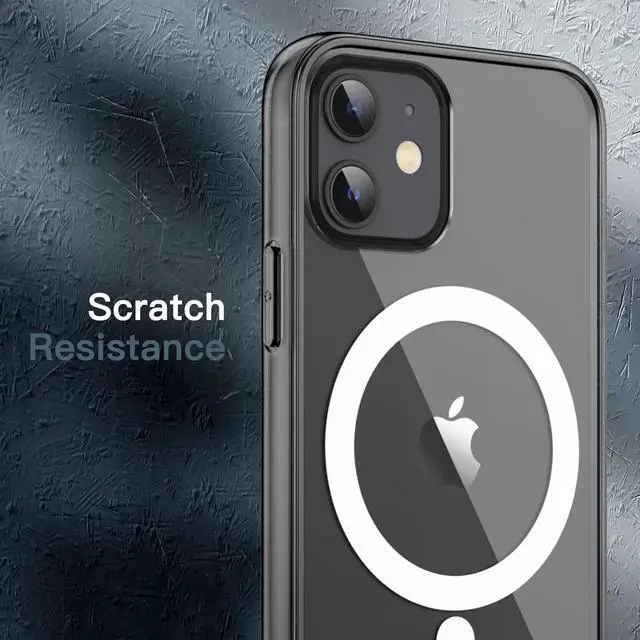 Alt view image 7 of 7 - JETech Magnetic Case for iPhone 12 Mini 5.4-Inch Compatible with MagSafe Wireless Charging, Shockproof Phone Bumper Cover, Anti-Scratch Clear Back (Black)