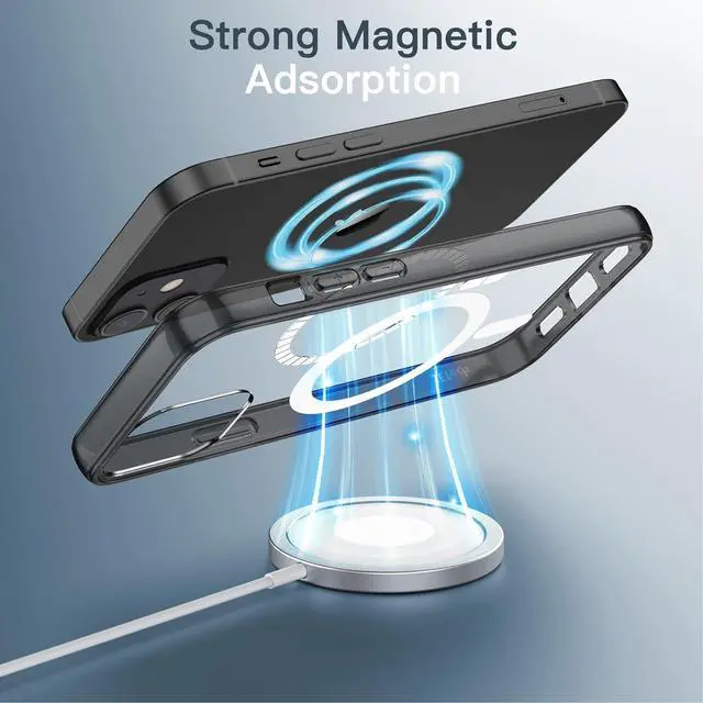Alt view image 3 of 7 - JETech Magnetic Case for iPhone 12 Mini 5.4-Inch Compatible with MagSafe Wireless Charging, Shockproof Phone Bumper Cover, Anti-Scratch Clear Back (Black)