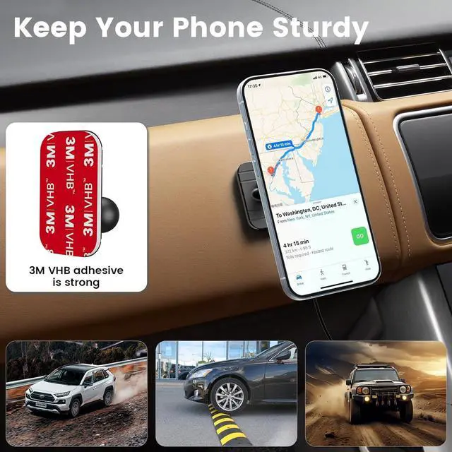 Alt view image 4 of 7 - for MagSafe Car Mount Charger iPhone Wireless Car Charger Stick on Dashboard Magnetic Phone Holder Mount for iPhone 16 Pro Plus Max 15 14 13 12 Series 15W Fast Charging Aluminum Shell