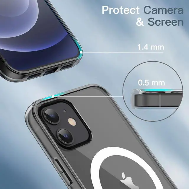 Alt view image 6 of 7 - JETech Magnetic Case for iPhone 12 Mini 5.4-Inch Compatible with MagSafe Wireless Charging, Shockproof Phone Bumper Cover, Anti-Scratch Clear Back (Black)